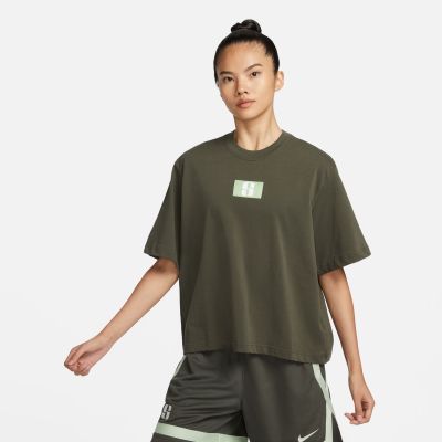 Nike Sabrina Wmns Boxy Tee Cargo Khaki - Roheline - Lühikeste varrukatega T-särk