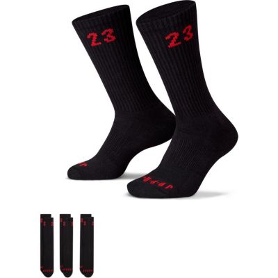 Jordan Essentials 3 Pack Crew Black/Red Socks - Must - Sokid