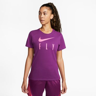 Nike Dri-FIT Swoosh Fly Wmns Short-Sleeve Tee Viotech - Lilla - Lühikeste varrukatega T-särk