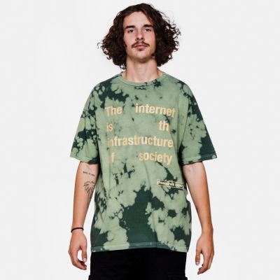 Pleasures Internet Dyed Shirt Green - Roheline - Lühikeste varrukatega T-särk